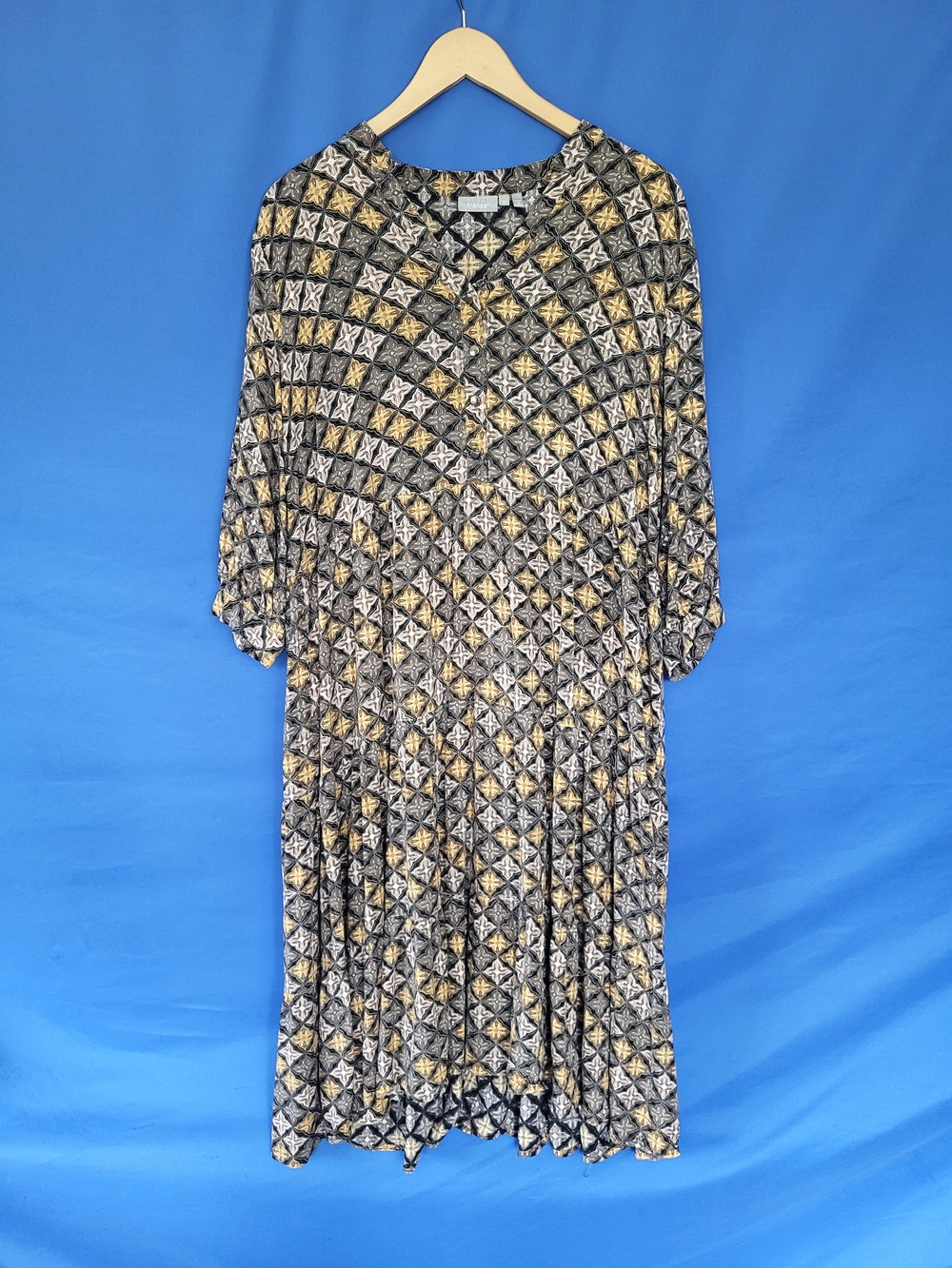 Fransa (Denmark) XL Dress Midi Geometric Tile pattern 3/4 Sleeve